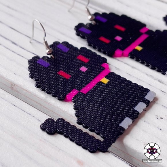 Halloween Perler Earrings | Mario Boo Ghost | Pumpkin | Black Cat | Black Widow - Picture 6 of 14